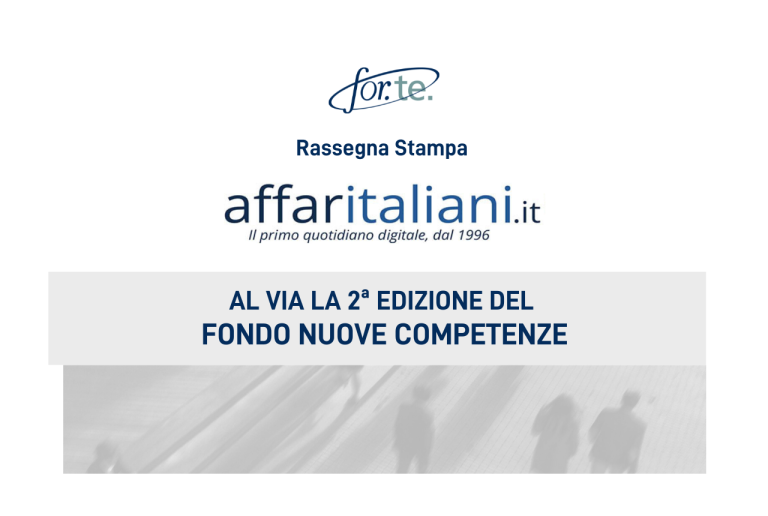 For.Te., al via la 2ª edizione del Fondo Nuove Competenze